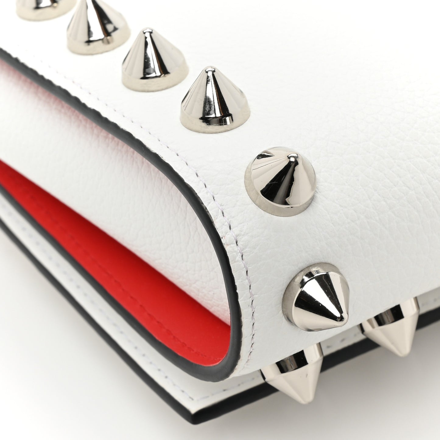 Calfskin Empire Maxi Spikes Paloma Clutch White