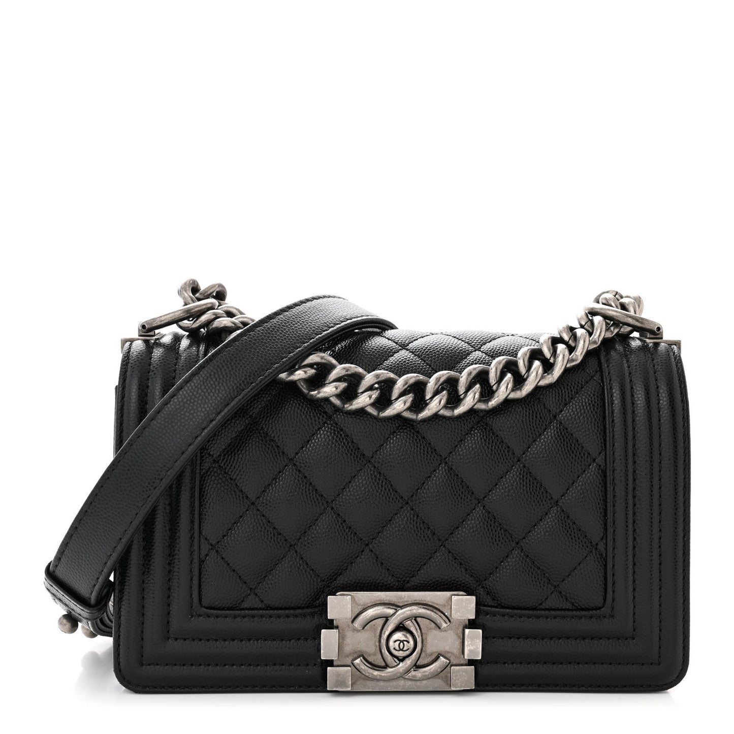 Caviar Quilted Small Boy Flap Black