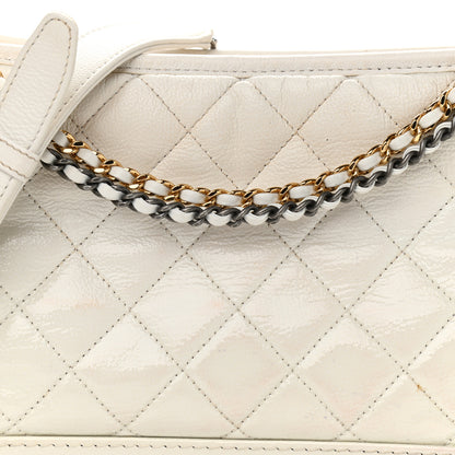 Chanel Patent Goatskin Quilted Medium Gabrielle Hobo White 23 of 25