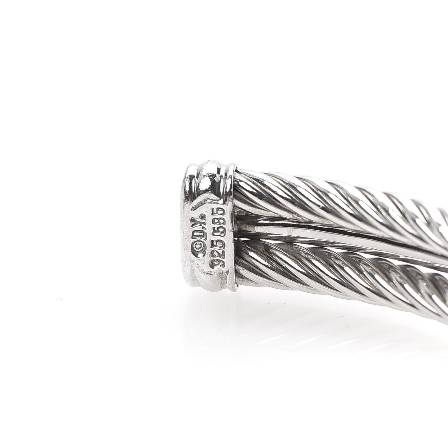Sterling Silver 14K White Gold Diamond 7mm Cable Classics Cuff Bracelet