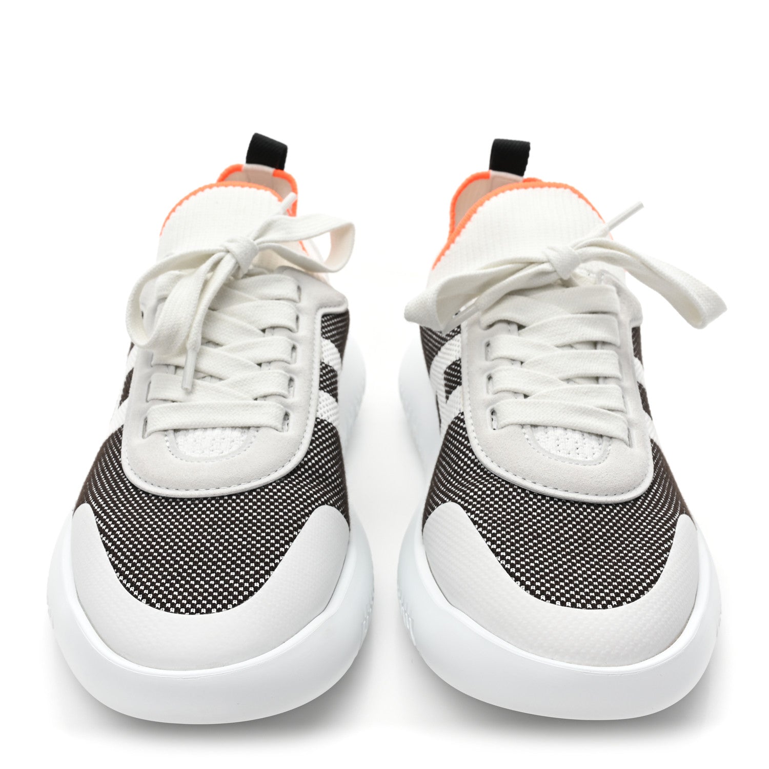 Hermes Knit Suede Goatskin Womens Crew Sneakers 39 Prunoir White 2 of 10