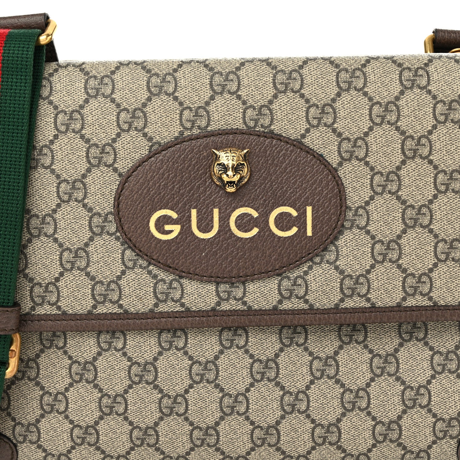 Gucci GG Supreme Monogram Web Neo Vintage Double Flap Messenger Bag Beige New Acero 10 of 12