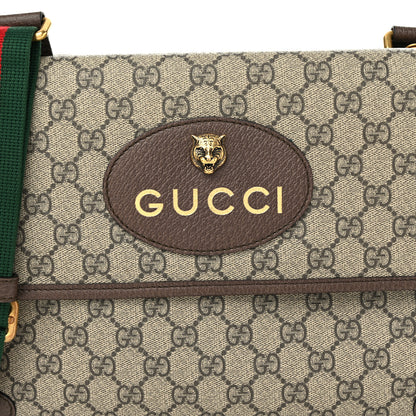 Gucci GG Supreme Monogram Web Neo Vintage Double Flap Messenger Bag Beige New Acero 10 of 12