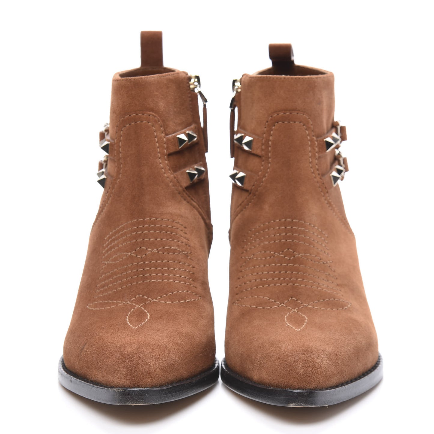 Suede Rockstud Double Buckle 50mm Cowboy Ankle Boots 37.5 Selleria