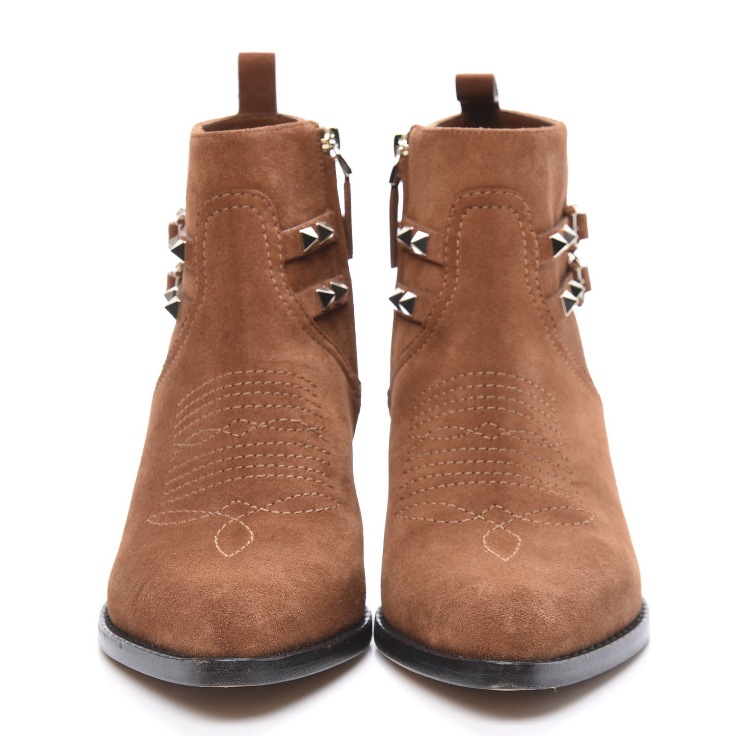 Valentino Garavani Suede Rockstud Double Buckle 50mm Cowboy Ankle Boots 37.5 Selleria 3 of 8