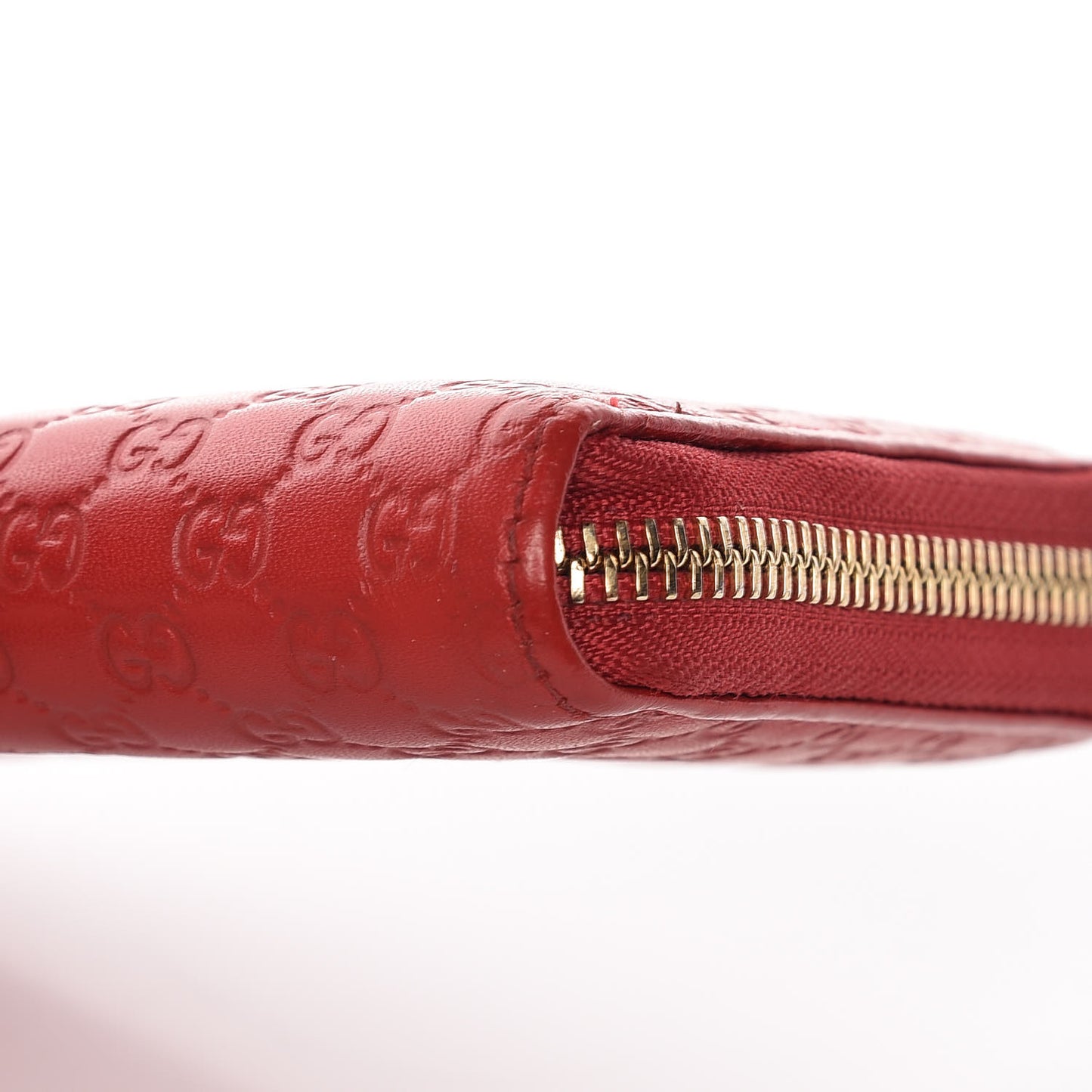 Microguccissima Heart Zip Around Wallet Red