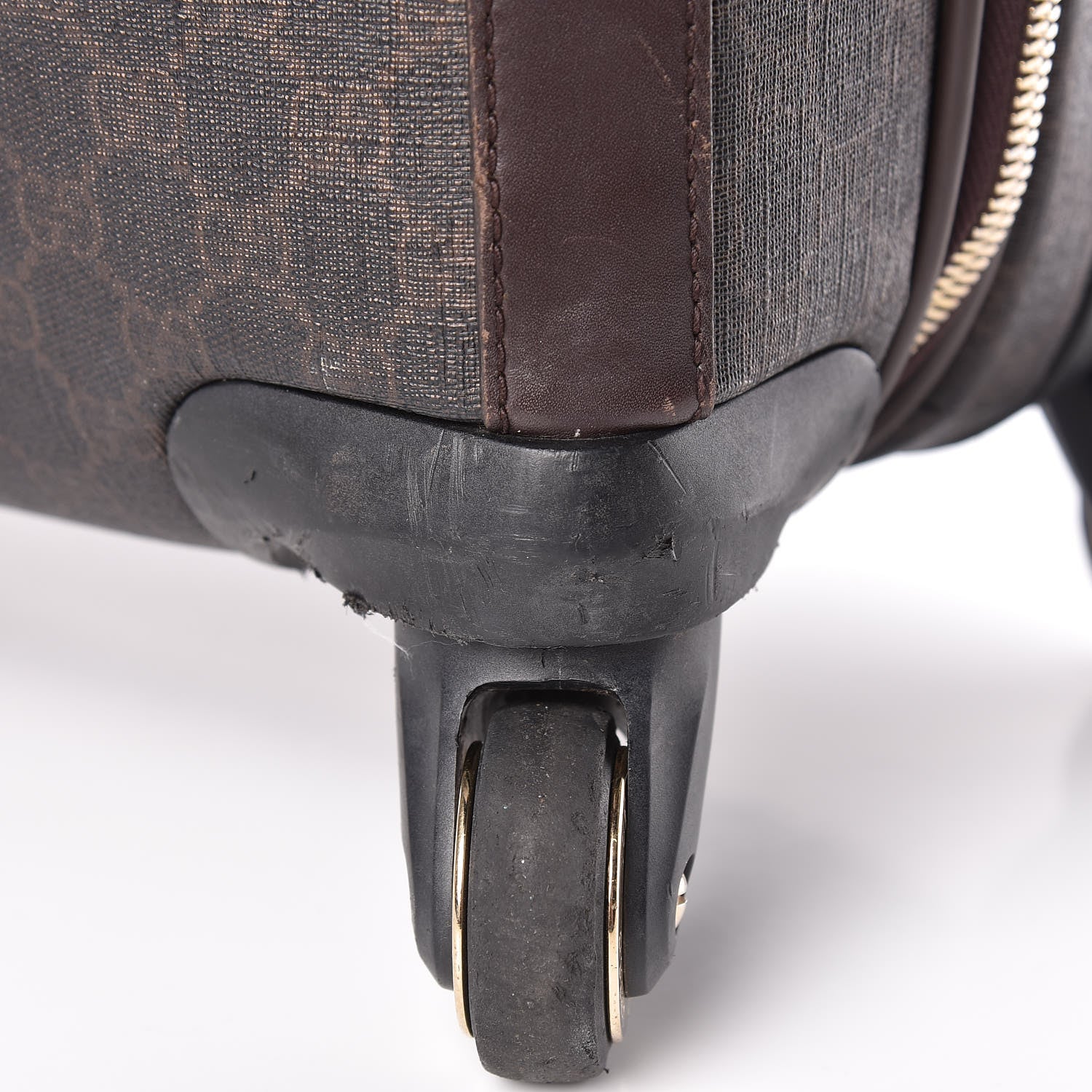 Gucci GG Supreme Monogram Four Wheel Carry On Suitcase Dark Brown 29 of 46