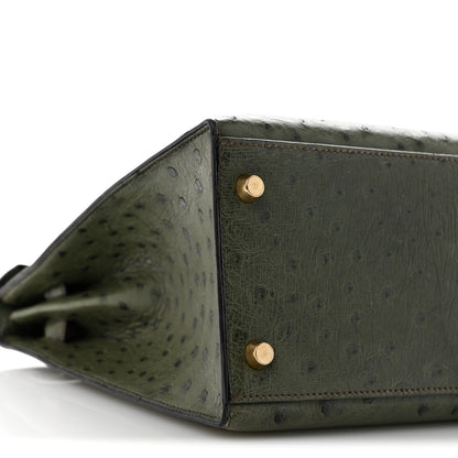Hermes Ostrich Kelly Sellier 32 Vert Olive 9 of 15