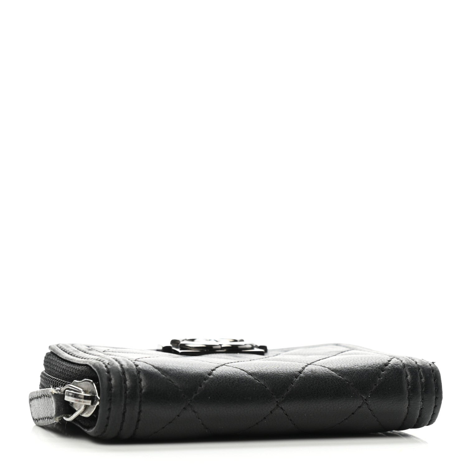 Chanel Lambskin Quilted Zip Around Boy Coin Purse Wallet Black 7 of 15