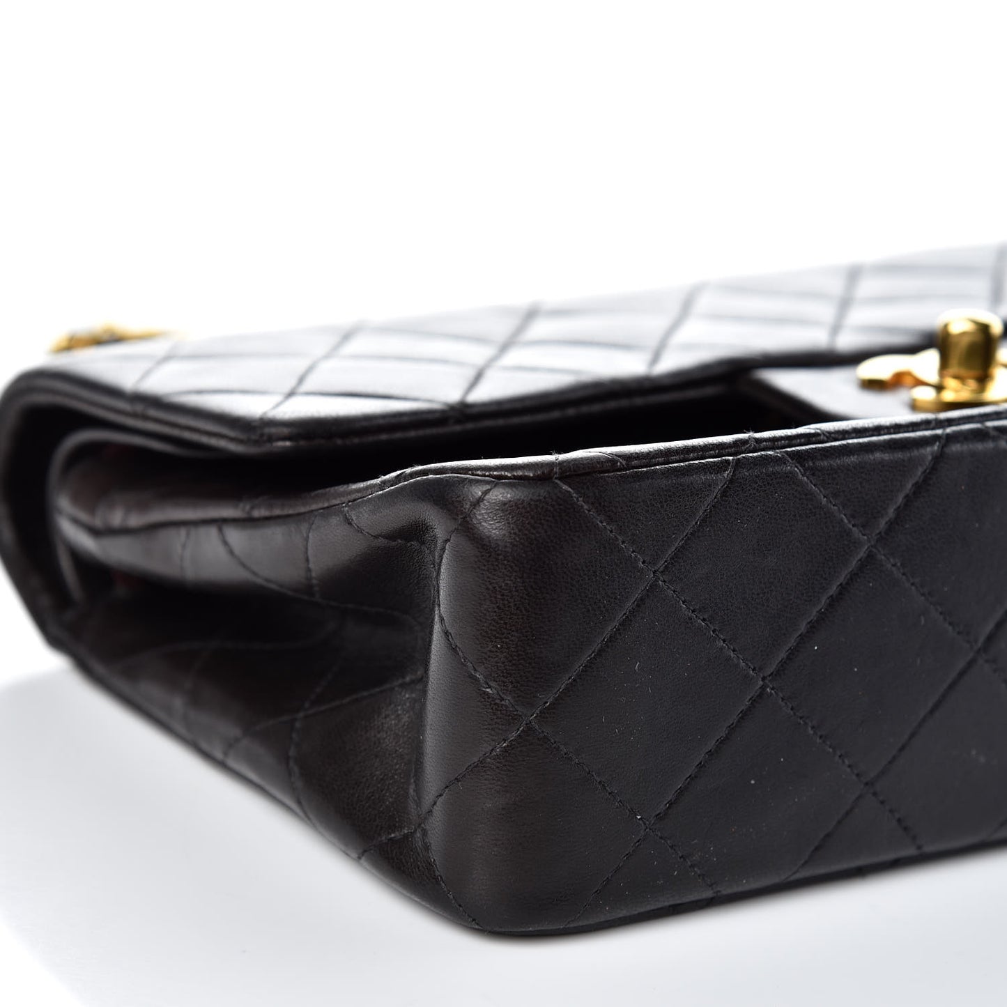 Lambskin Quilted Small Double Flap Black