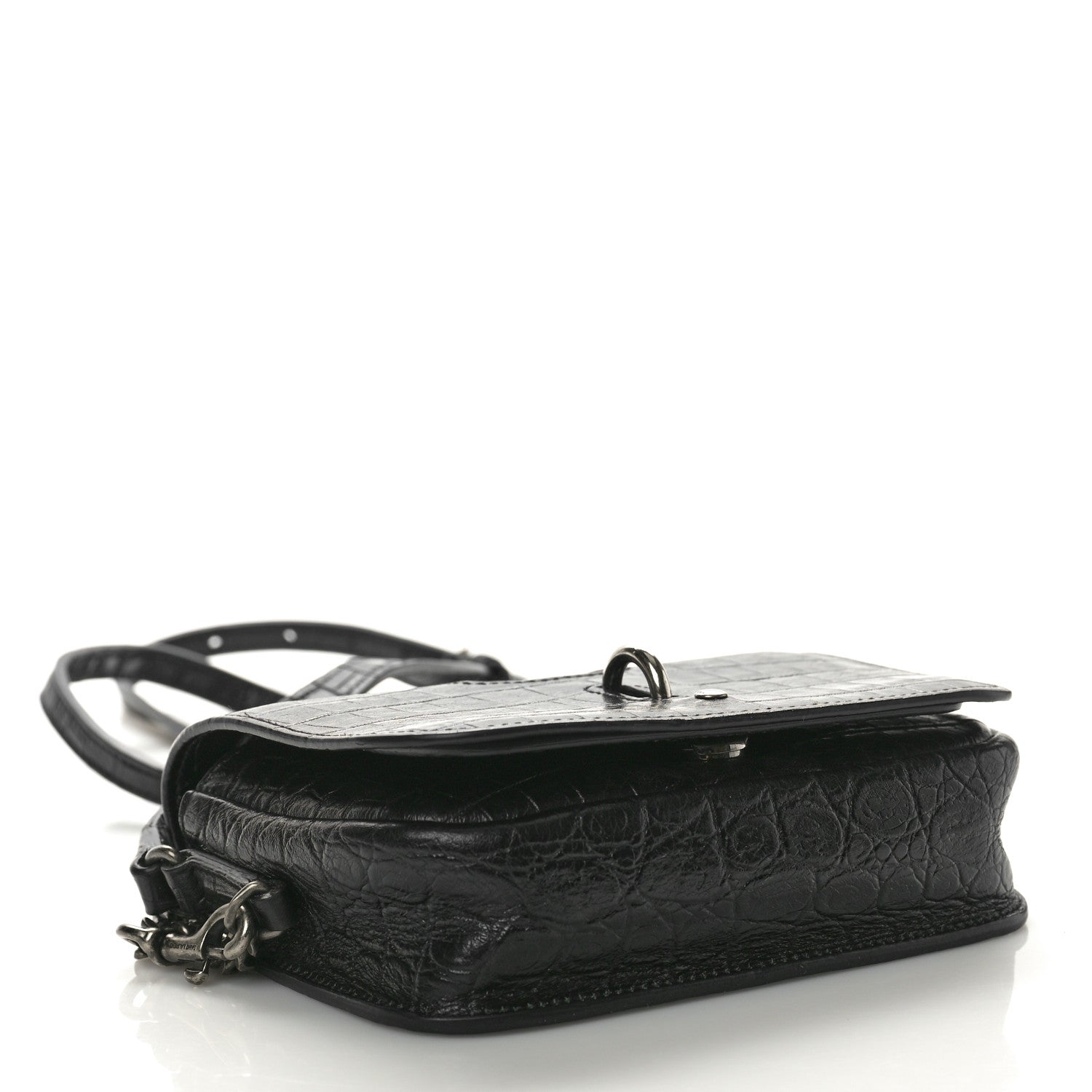 Saint Laurent Crocodile Embossed Toy Charlotte Messenger Bag Black 4 of 9