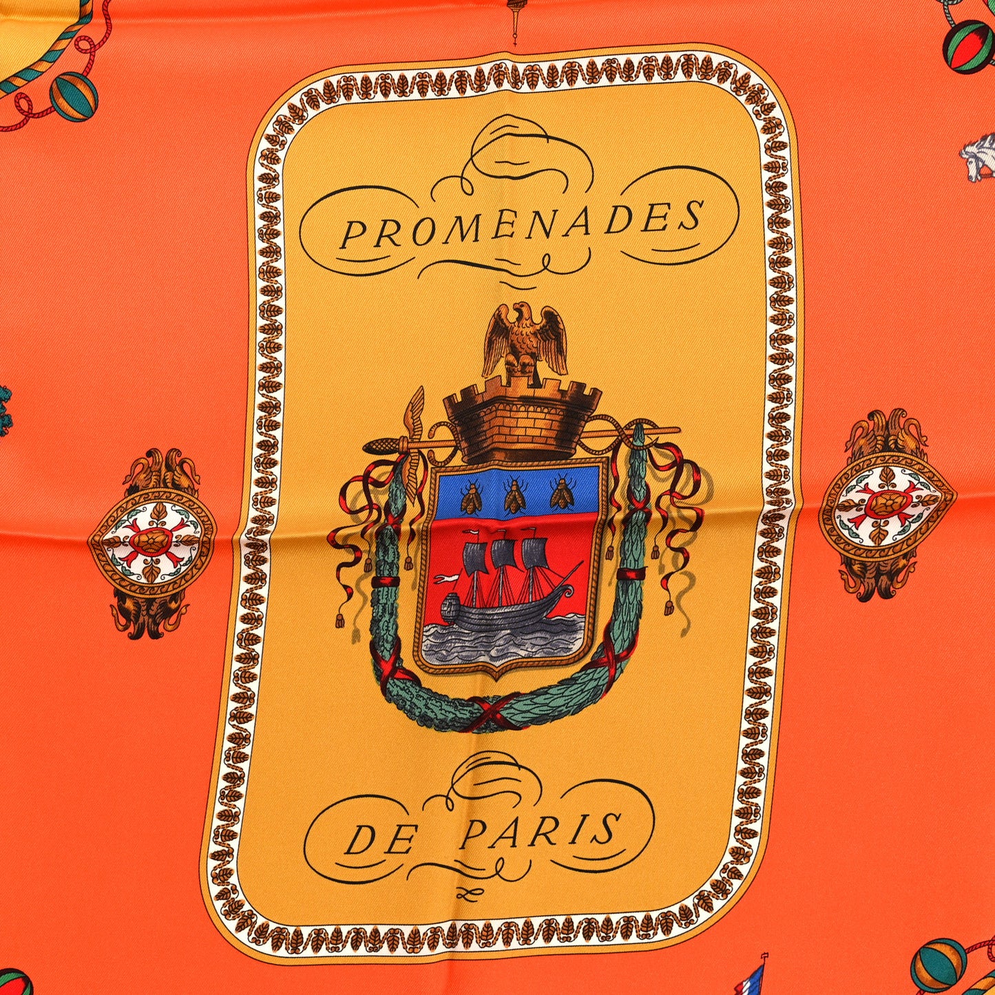 Silk Promenades de Paris Scarf 70 Lavande Corail Vieil Or