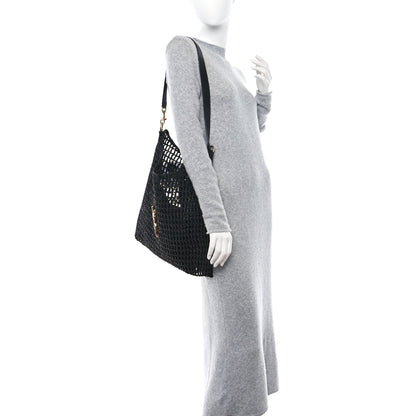 Saint Laurent SAINT LAURENT Raffia Calfskin Oxalis Shoulder Bag Black 2 of 9