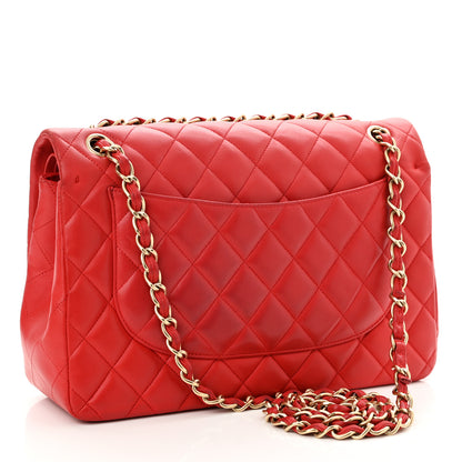 Chanel Lambskin Quilted Jumbo Double Flap Red 3 of 17