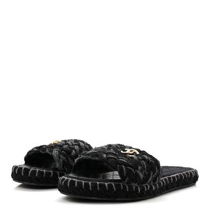 Chanel Cord Braided CC Mules 41 Black 4 of 11