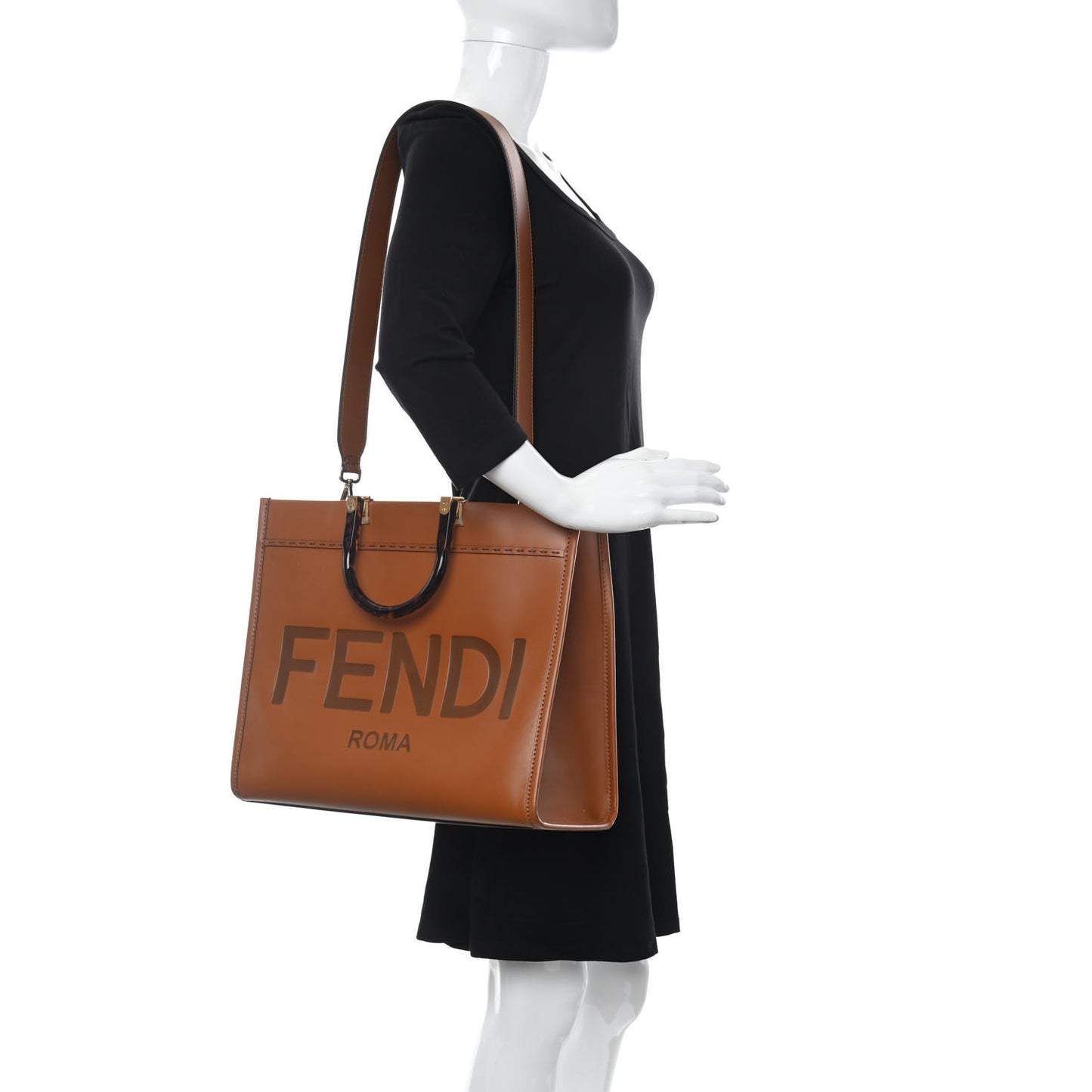 Vitello King Plexiglass Medium Fendi Sunshine Shopper Tote Cuoio