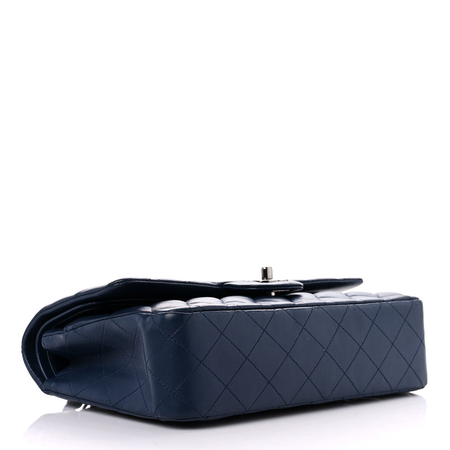 Lambskin Quilted Medium Double Flap Navy