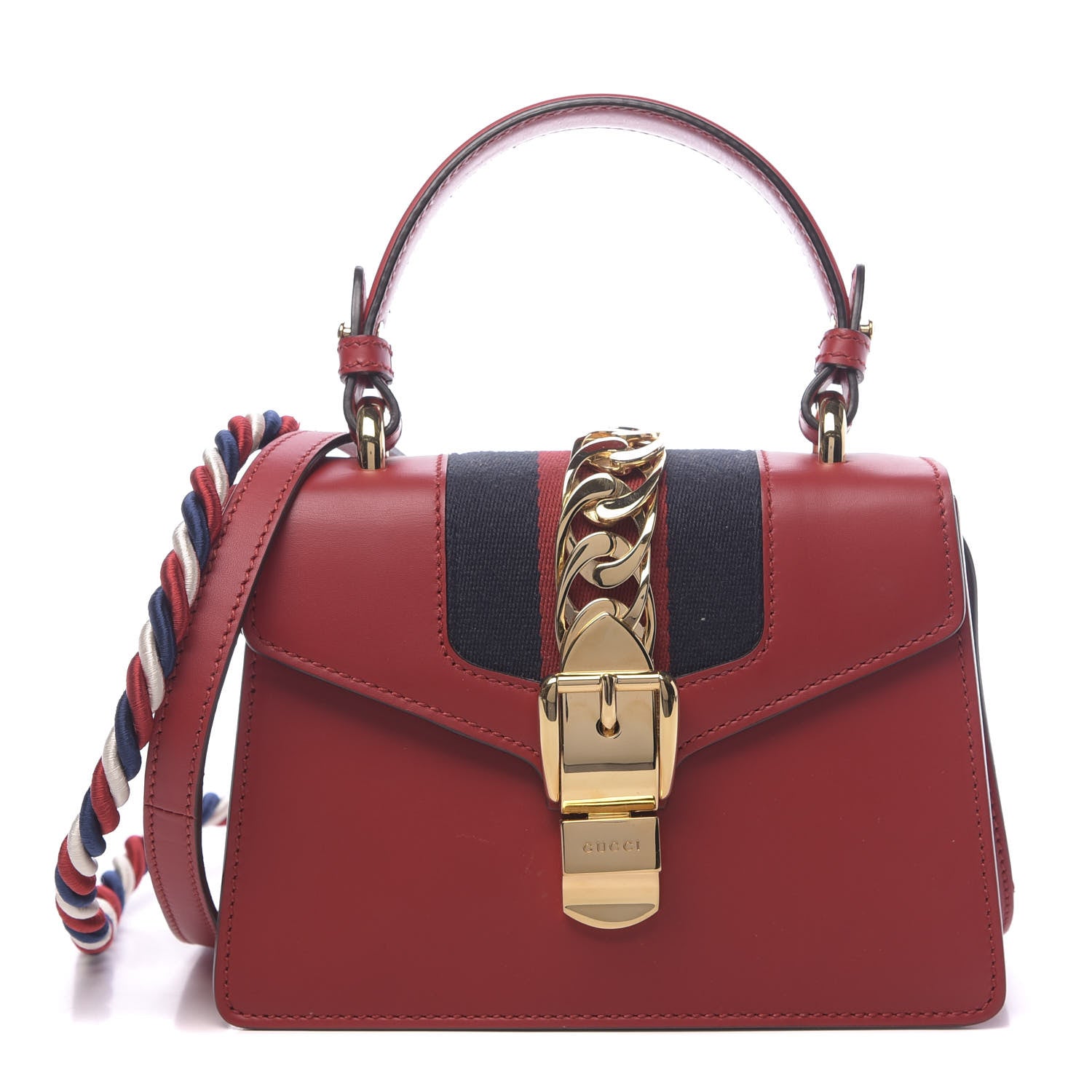 Gucci Calfskin Mini Sylvie Top Handle Bag Hibiscus Red 1 of 12