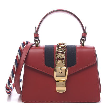 Gucci Calfskin Mini Sylvie Top Handle Bag Hibiscus Red 1 of 12