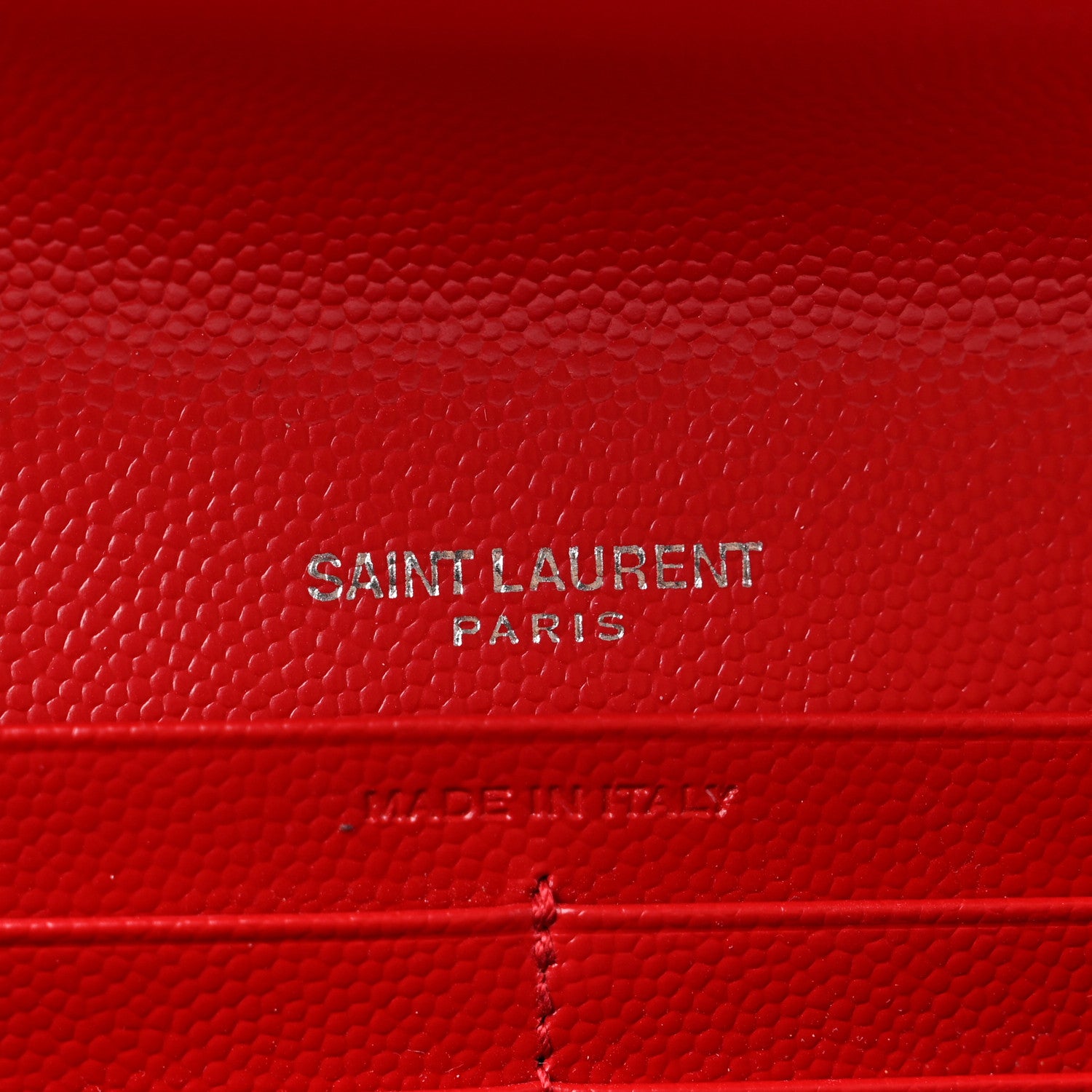 Saint Laurent Grain De Poudre Matelasse Chevron Monogram Flap Wallet Red 6 of 9