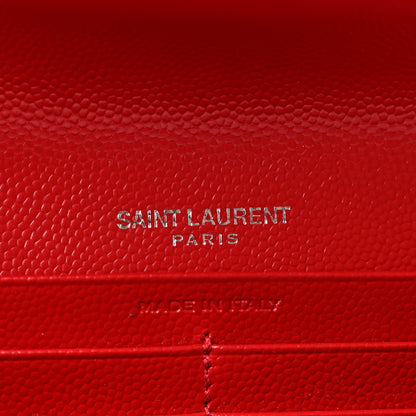 Saint Laurent Grain De Poudre Matelasse Chevron Monogram Flap Wallet Red 6 of 9