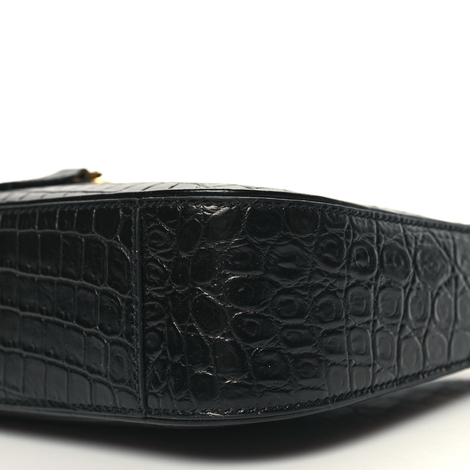 Saint Laurent Calfskin Crocodile Embossed LE 5 A 7 Hobo Black 10 of 10