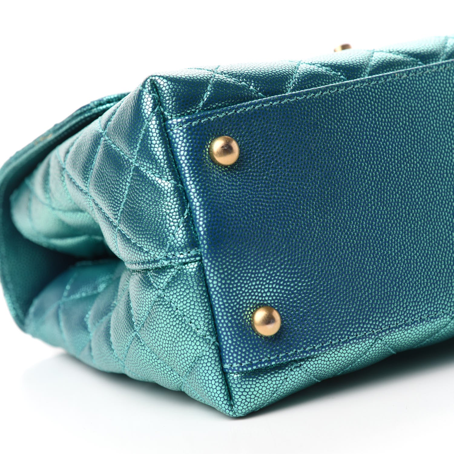 Chanel Metallic Caviar Quilted Small Coco Handle Flap Blue 6 of 11