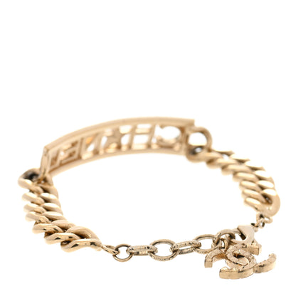 Chanel Crystal Chain Baguette Logo Star Bracelet Gold 3 of 4