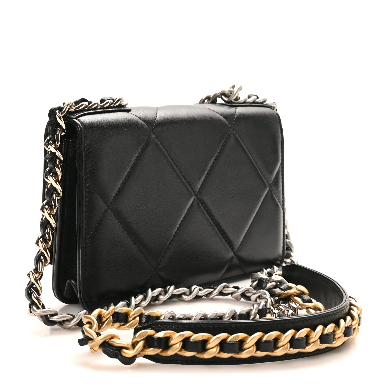 Chanel Lambskin Quilted Chanel 19 Wallet On Chain WOC Black 3 of 11