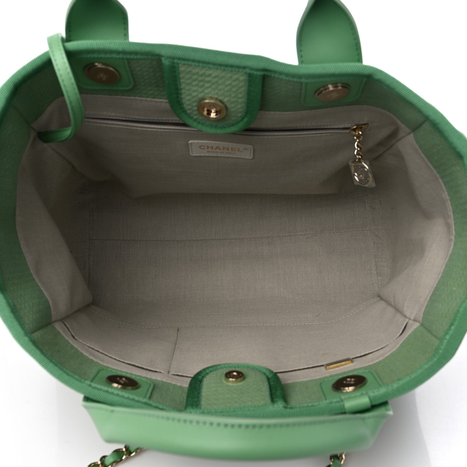 Chanel Mixed Fibers Small Deauville Tote Green 5 of 9