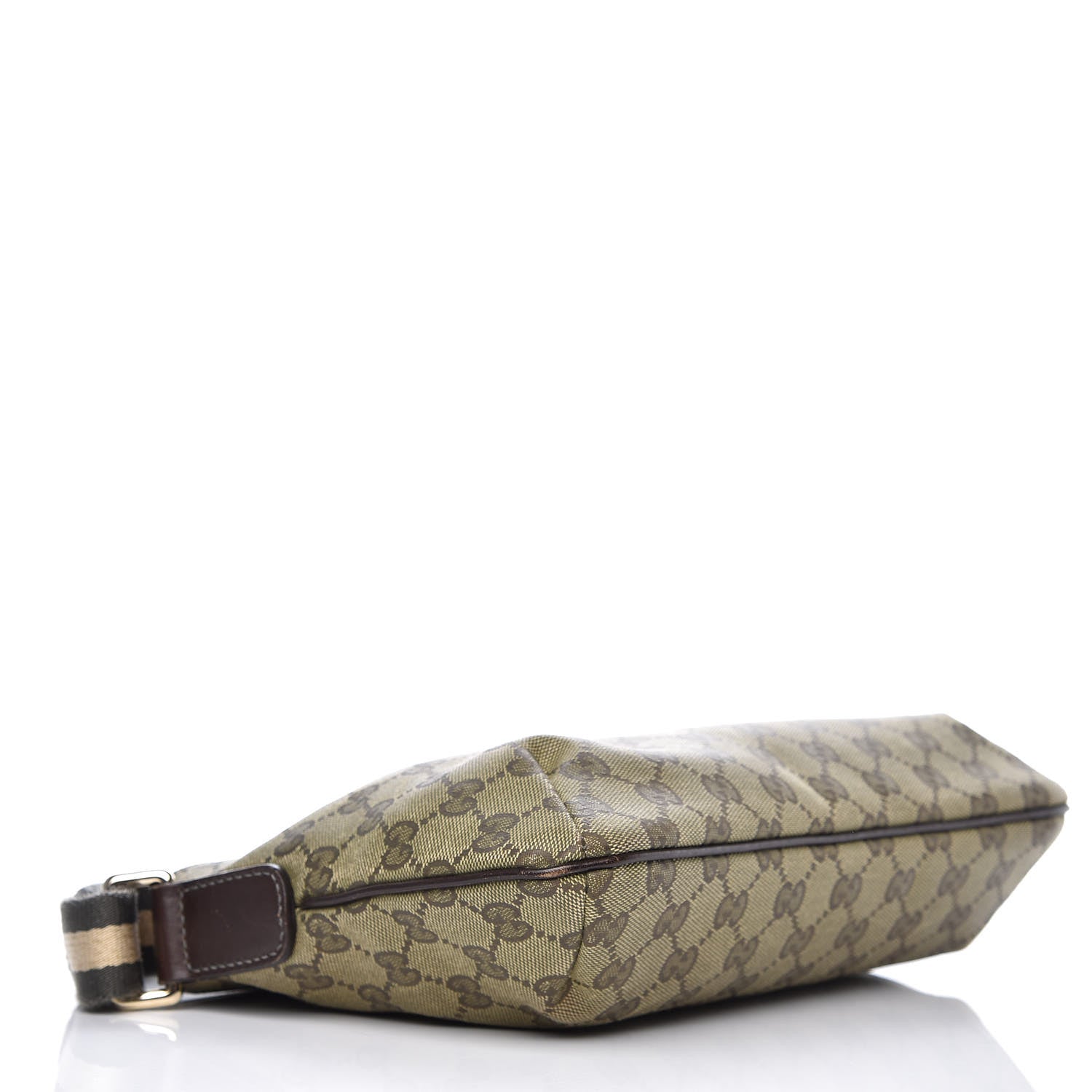 Gucci Monogram Web Small Flat Messenger Crossbody Dark Brown 4 of 10