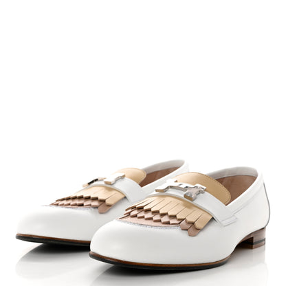 Hermes Goatskin Womens Royal Loafers 38 Multicolor White 3 of 9