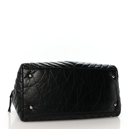 Chanel Aged Calfskin Chevron Medium Soft Bowling Bag Black 4 of 14