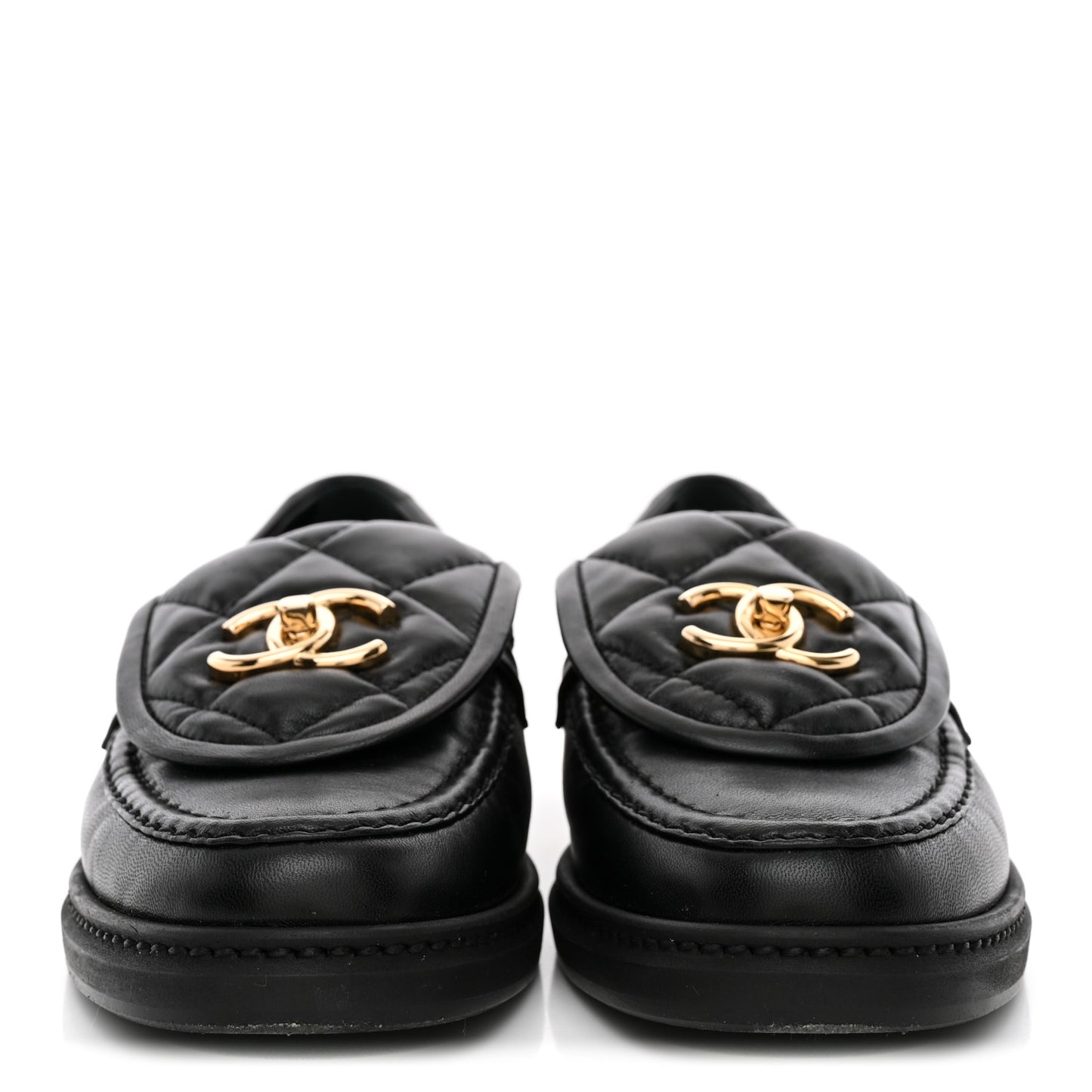 Lambskin Quilted CC Turnlock Loafers 35.5 Black