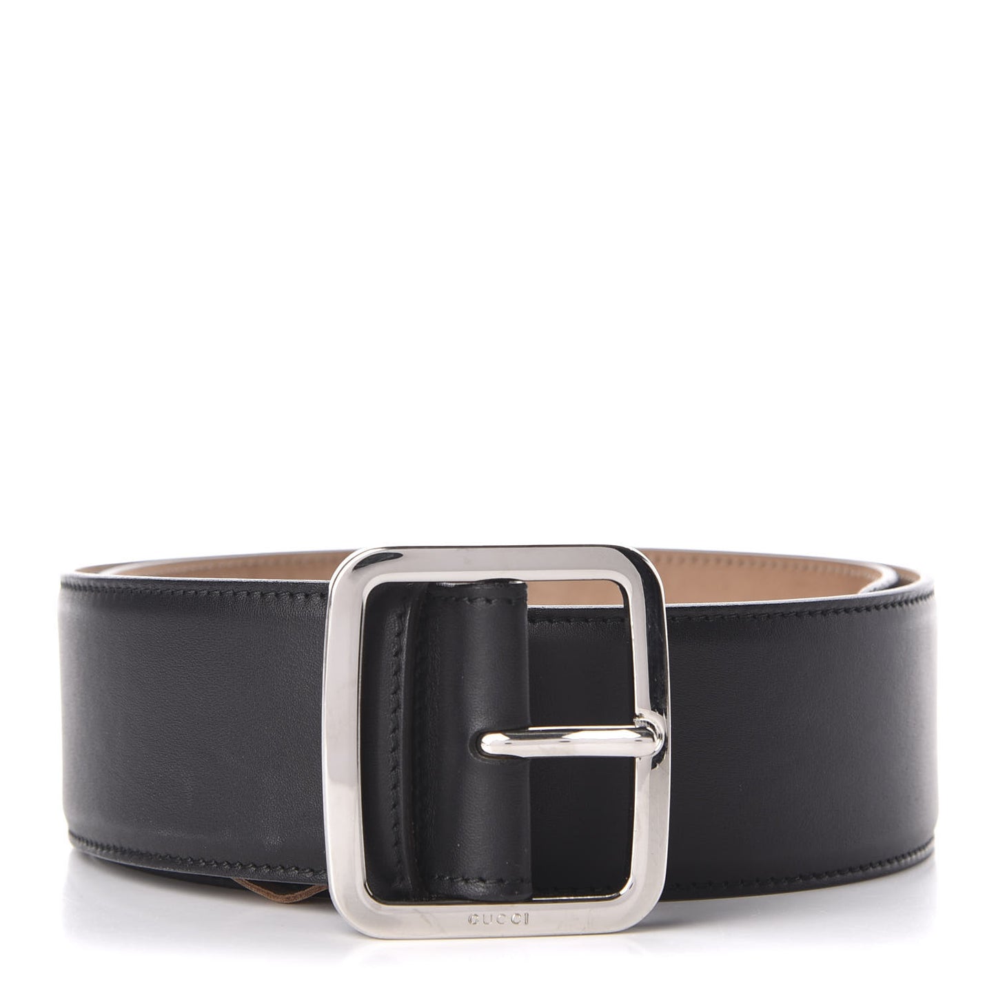 Moon Calfskin Nickel Buckle Belt 80 32 Black