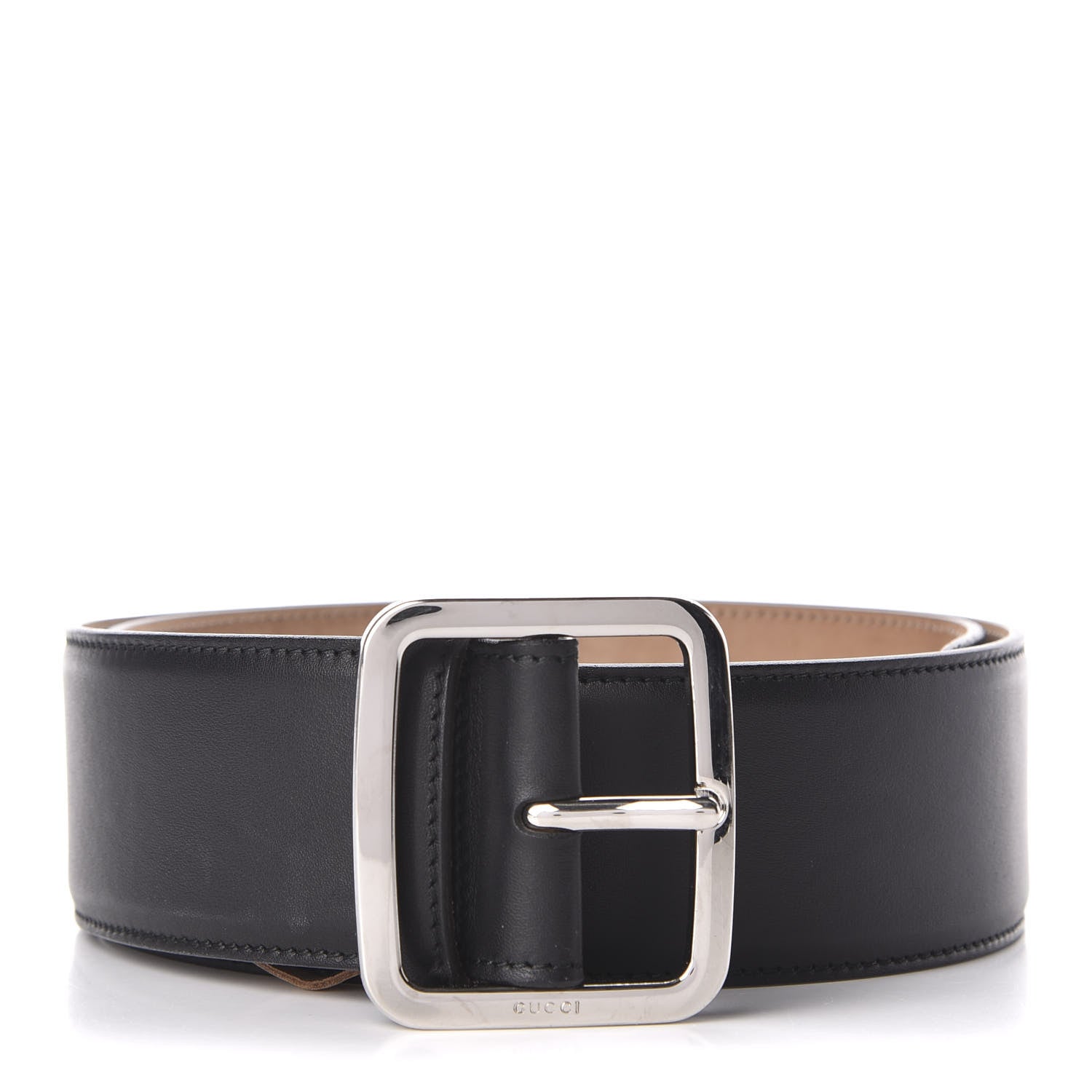 Gucci Moon Calfskin Nickel Buckle Belt 80 32 Black 1 of 5