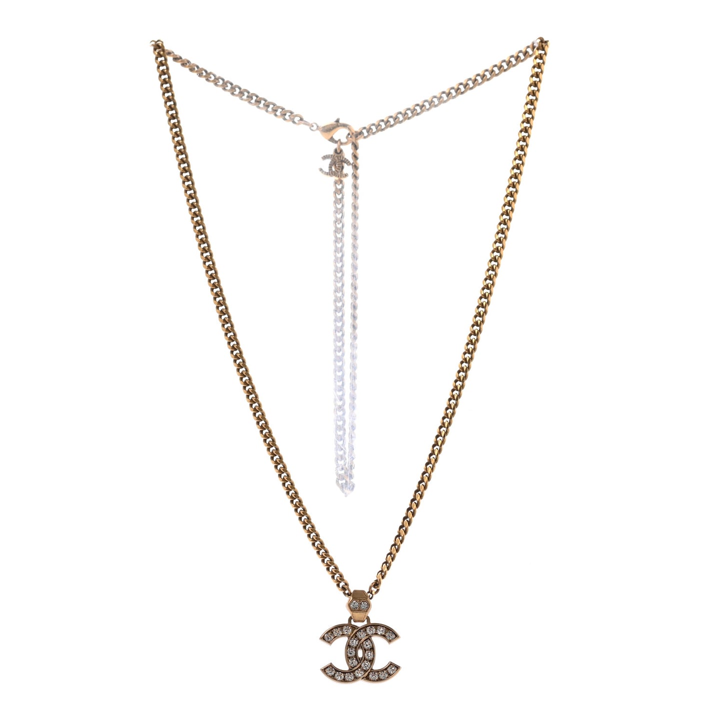 Crystal CC Pendant Necklace Gold