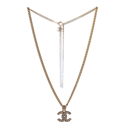 Chanel Crystal CC Pendant Necklace Gold 3 of 6