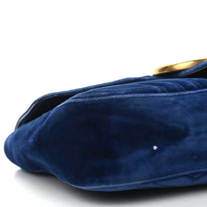Gucci Velvet Matelasse Medium GG Marmont Shoulder Bag Cobalt Blue 9 of 14