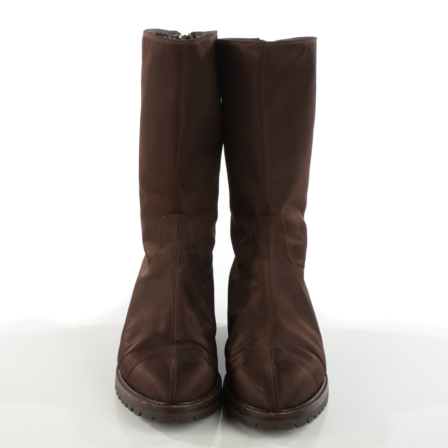 Chanel Nylon Zip Boots 39.5 Brown 2 of 8