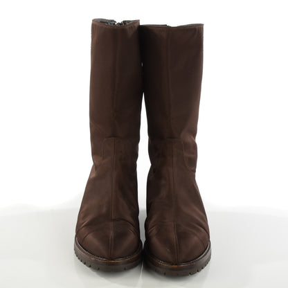 Chanel Nylon Zip Boots 39.5 Brown 2 of 8