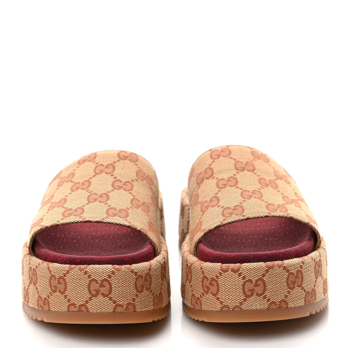 Canvas GG Monogram Angelina Platform Slide Sandals 36.5 Beige Ruggine