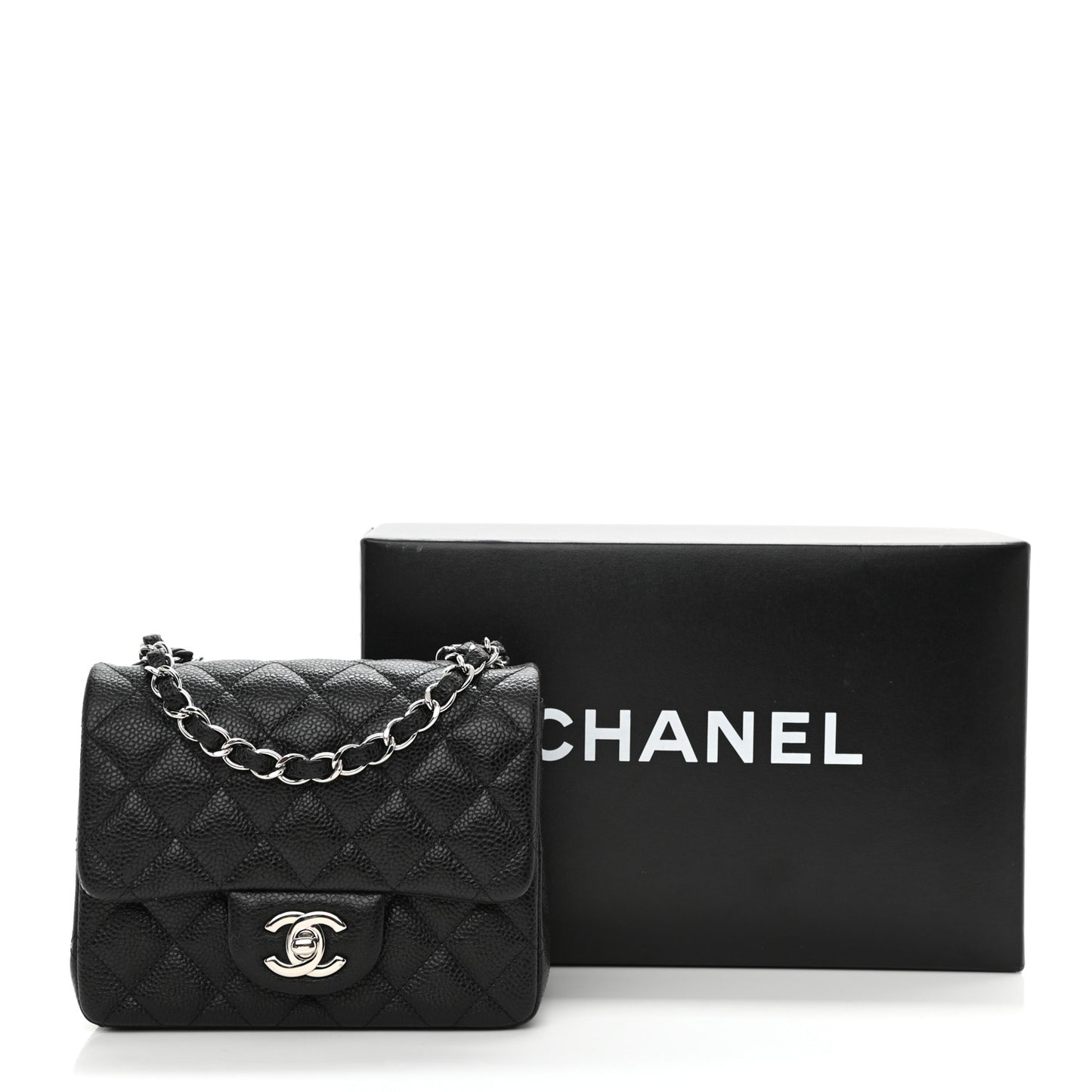 Caviar Quilted Mini Square Flap Black