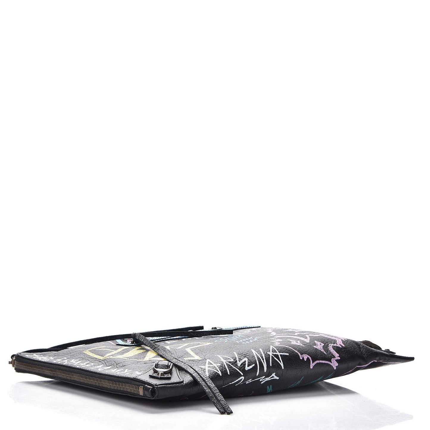 Agneau Classic Hardware Graffiti Small Pouch Black Multicolor