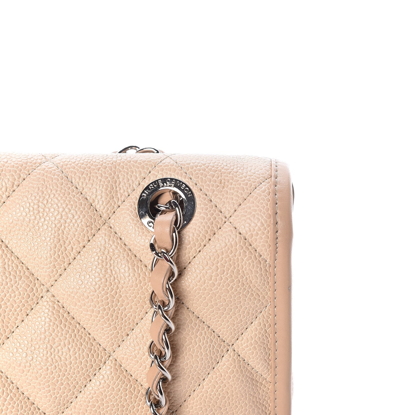 Caviar Quilted Large French Riviera Flap Beige