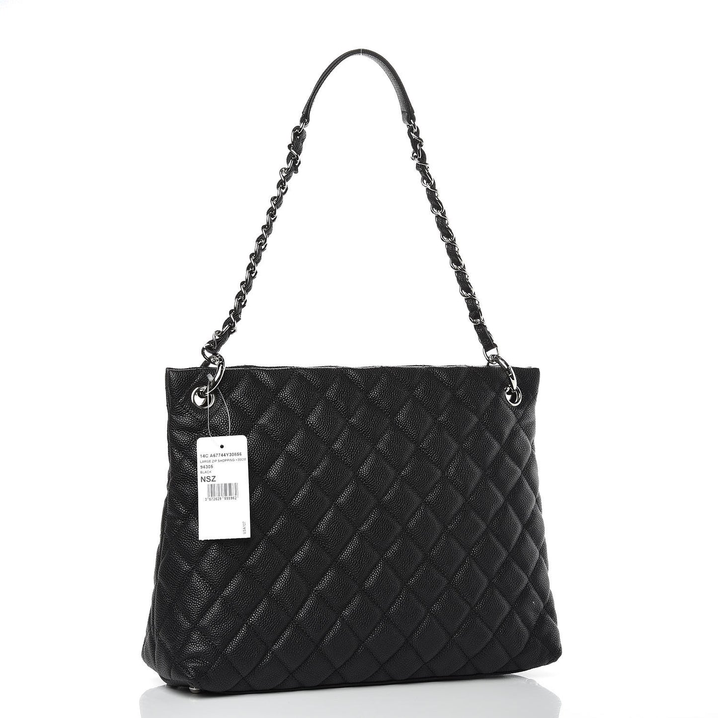 Caviar Quilted CC Shopping Tote Black