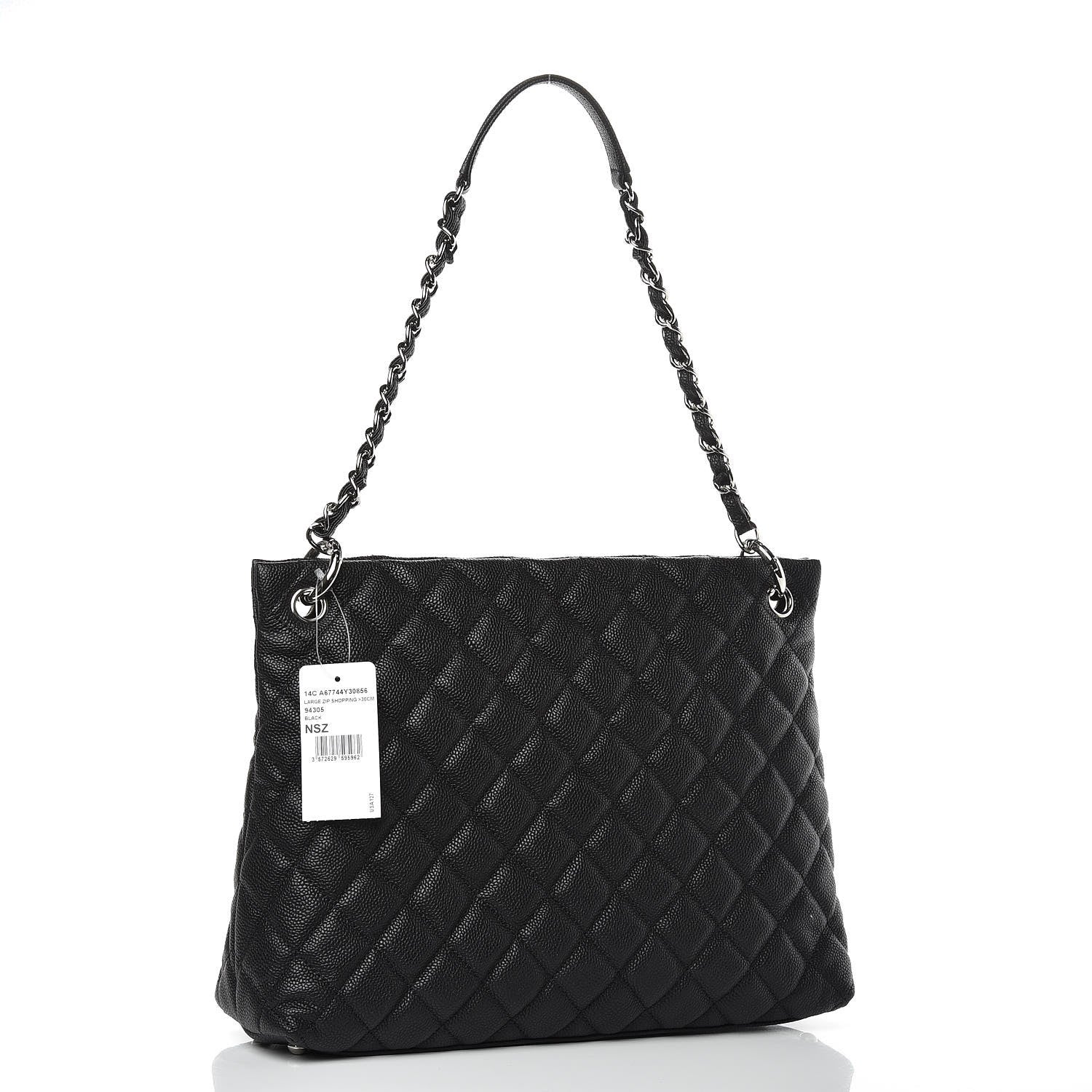 Chanel Caviar Quilted CC Shopping Tote Black 3 of 10