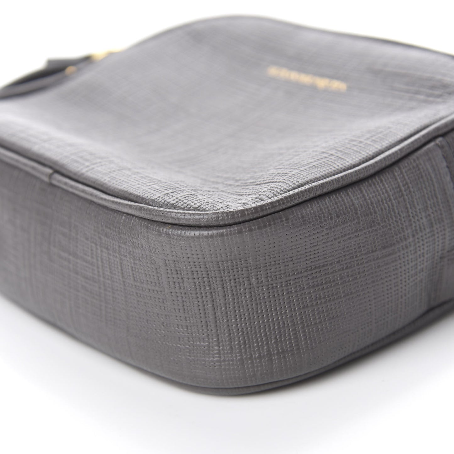 Textured Calfskin Mini Camera Bag Gray