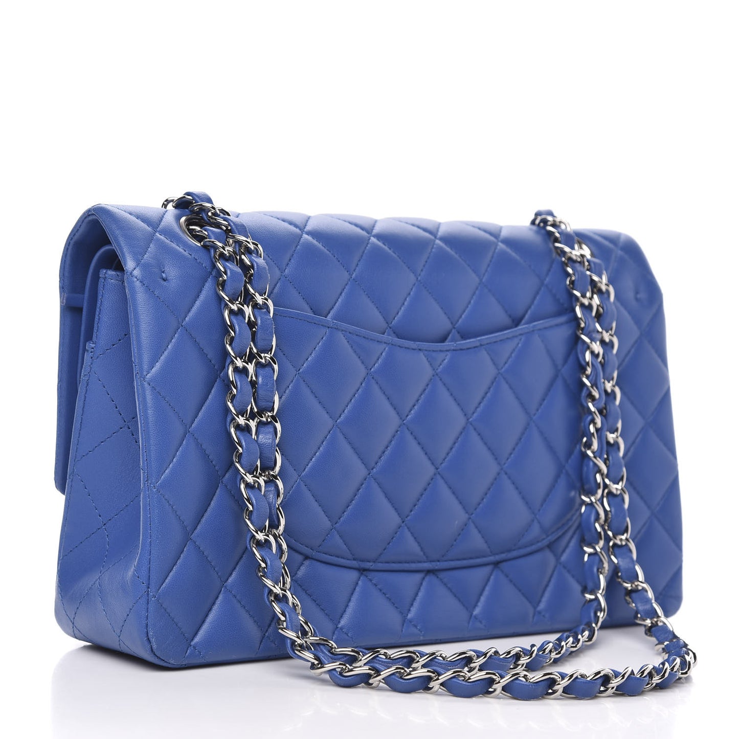 Lambskin Quilted Medium Double Flap Blue