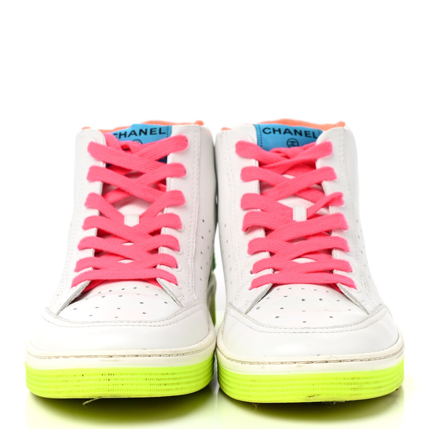 Calfskin Mens Logo High Top Sneakers 44 White Multicolor